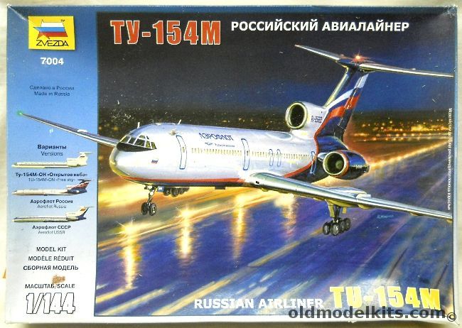 Zvezda 1/144 Tu-154 M Aeroflot - USSR / Russia / Free Sky, 7004 plastic model kit